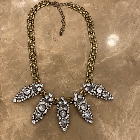 Beautiful statement necklace brass & rhinestone. - Picture 2 of 7
